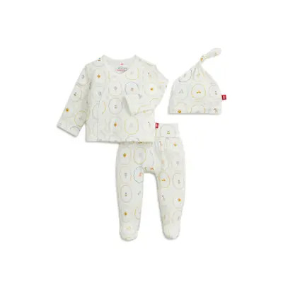 Magnetic Me Nursery Nostalgia Top, Footed Leggings & Hat Set in Nurcr at Nordstrom, Size 0-3M | Nordstrom