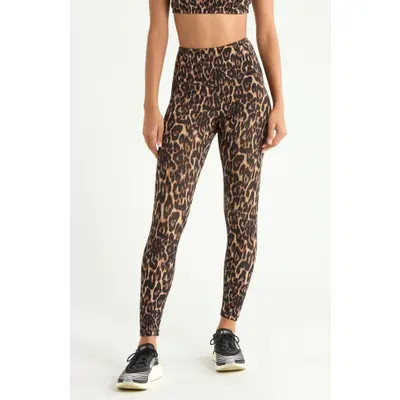 Zella Studio Luxe Print High Waist Pocket 7/8 Leggings in Brown Tortoise Shell at Nordstrom, Size Large | Nordstrom