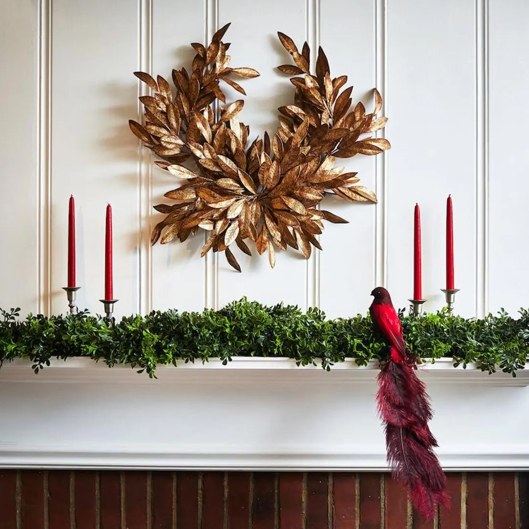 Antique Gold Laurel Crest Mantle Christmas Holiday Wreath 24 - Etsy | Etsy (US)