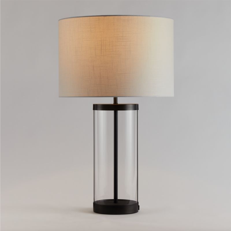Promenade Avenue Black and Glass Table Lamp with White Shade Bedroom Lighting + Reviews | Crate &... | Crate & Barrel