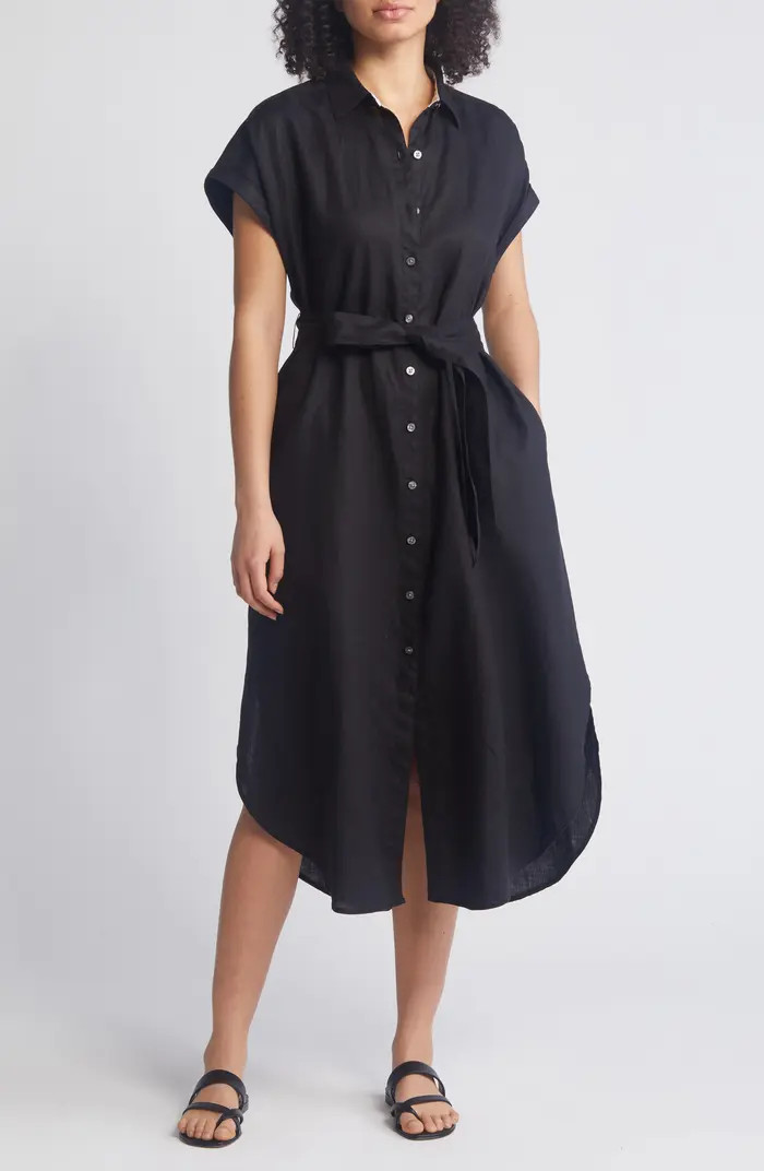 Coastalina Linen Midi Shirtdress | Nordstrom
