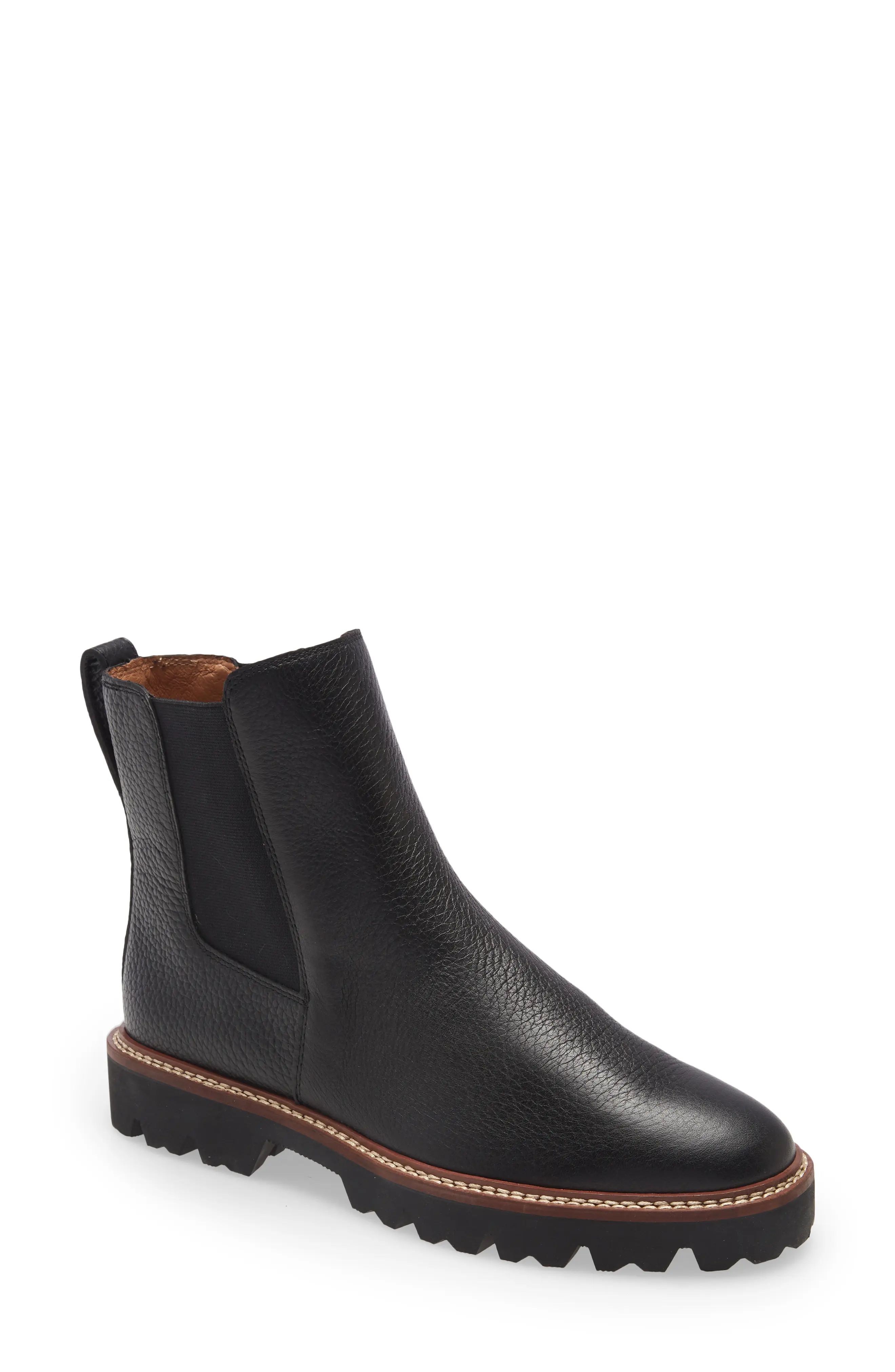 Madewell The Citywalk Lug Sole Chelsea Boot, Size 5 in True Black at Nordstrom | Nordstrom