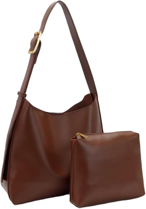 PU Leather Shoulder Bag for Women, Designger Tote Bag, Retro Large Vegan Tote Purse with Wallet | Amazon (US)