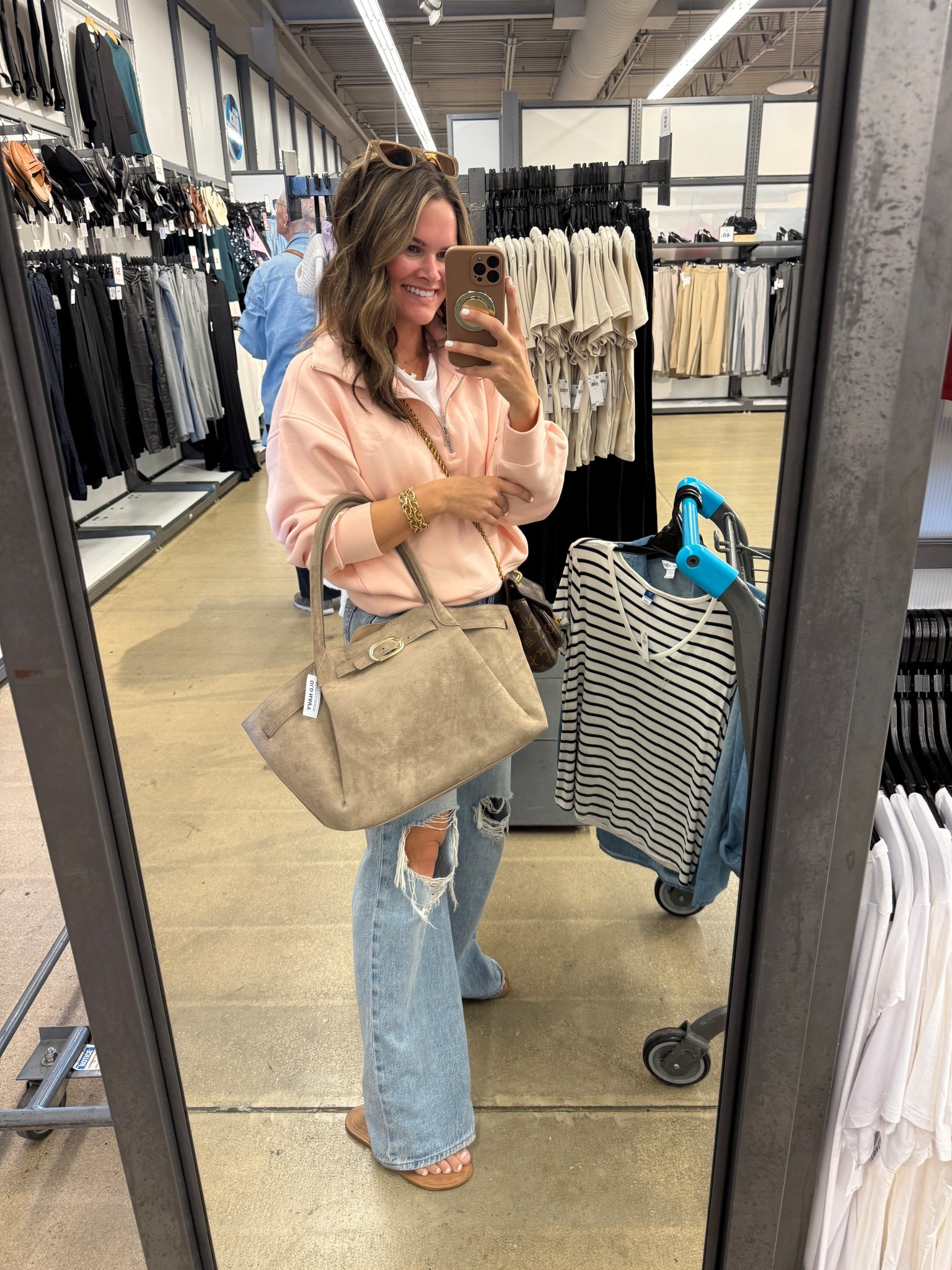 Easy Old Navy outfit with jeans and a tote bag 🤍
An affordable, everyday look that’s practical, comfortable, and perfect for errands, travel days, and busy mom life. #oldnavy #casualoutfit #totebag 

#LTKSaleAlert #LTKgrwm #LTKootd