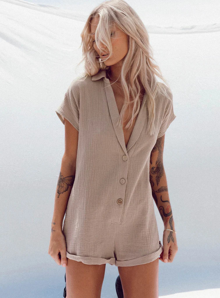 Vixen Romper Taupe | Princess Polly US