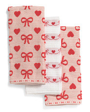 Set Of 3 Hearts And Bows Kitchen Towels | Marshalls