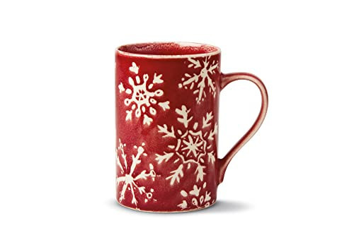 tag 16 oz. Red & White Snowflakes Coffee Tea Hot Chocolate Cocoa Mug XMAS Festive Winter Holidays Kitchen Dining Tabletop Drinking Decor Decoration Snowflake Mug Red | Amazon (US)