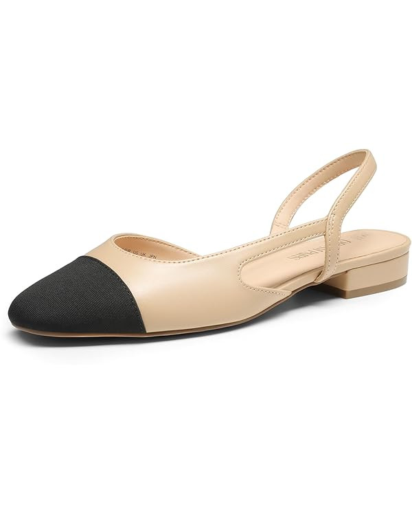 DREAM PAIRS Women's Casual Pointed Toe Ballet Comfort Soft Slip On Flats Slingback Shoes Low Sand... | Amazon (UK)