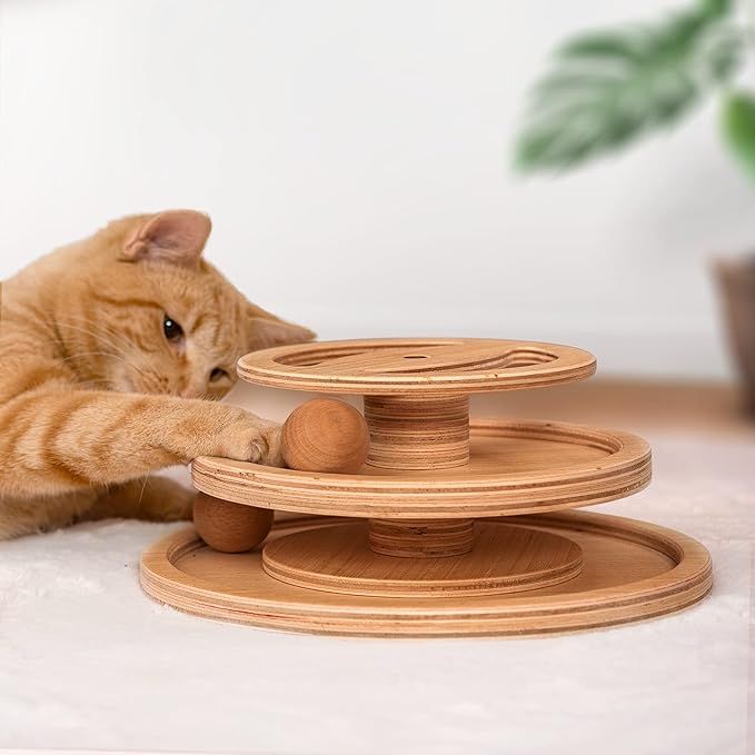 Cat Ball Track Toy by 7 Ruby Road- 100% Natural Sustainable Wood Interactive Cat Toy - Interactiv... | Amazon (US)
