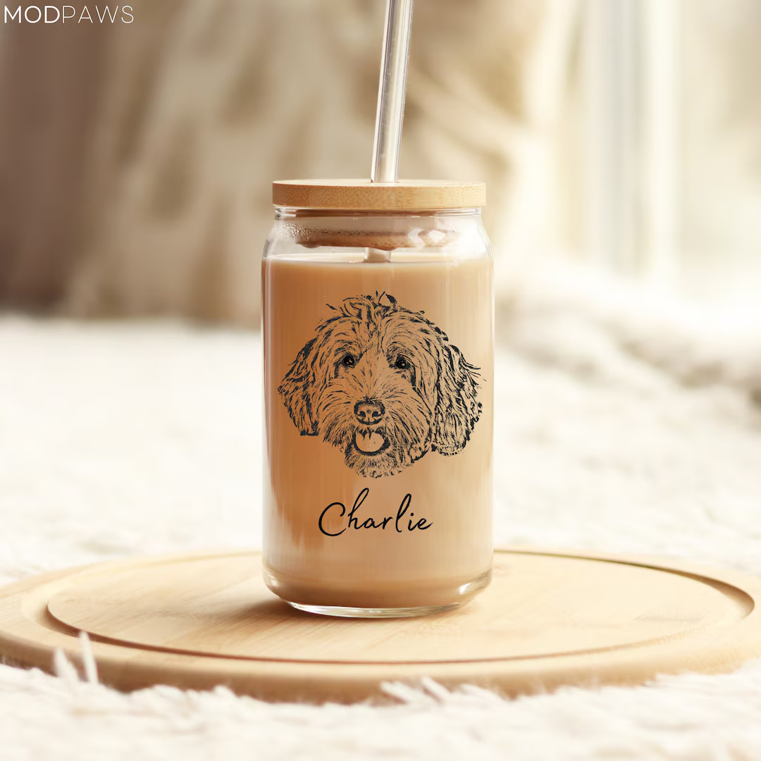 Custom Dog Beer Can Glass With Bamboo Lid Dog Mom Glass Mug - Etsy | Etsy (US)