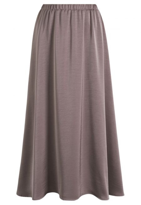 Luxe Asymmetric Hemline Satin Maxi Skirt in Mauve for Everyday Styling & Dinner Parties | Chicwish