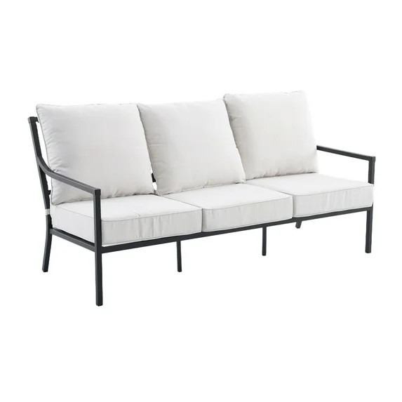 My Texas House Cambria 4-Piece Outdoor Patio Conversation Set, Black/Cream | Walmart (US)