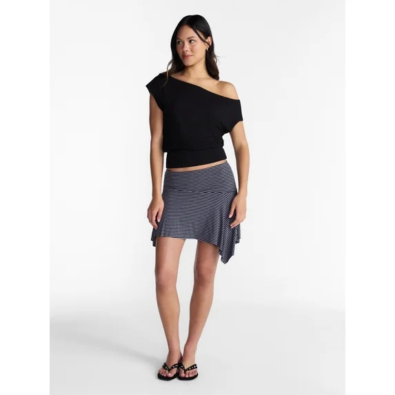 No Boundaries Asymmetrical Top with Banded Bottom, Women's XXS-XXL | Walmart (US)