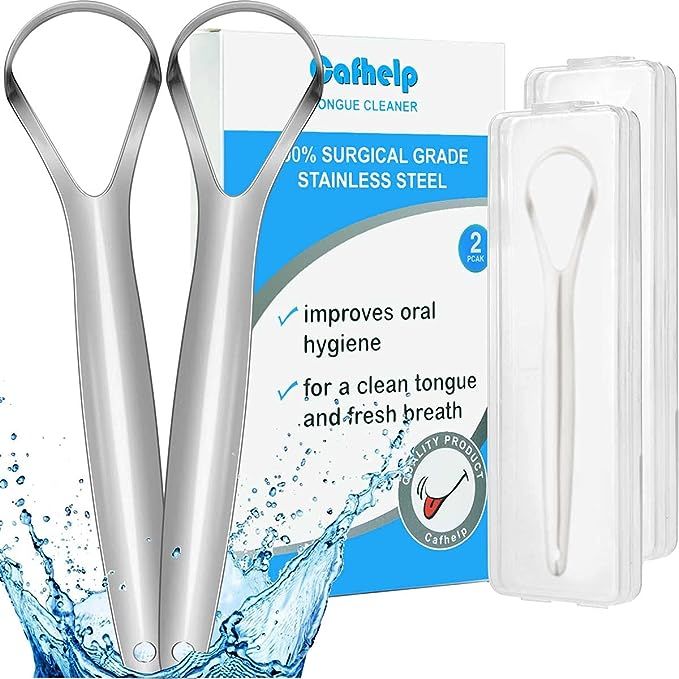 2-Pack Tongue Scraper, 100% Useful Surgical Stainless Steel Tongue Cleaner for Both Adults and Ki... | Amazon (US)