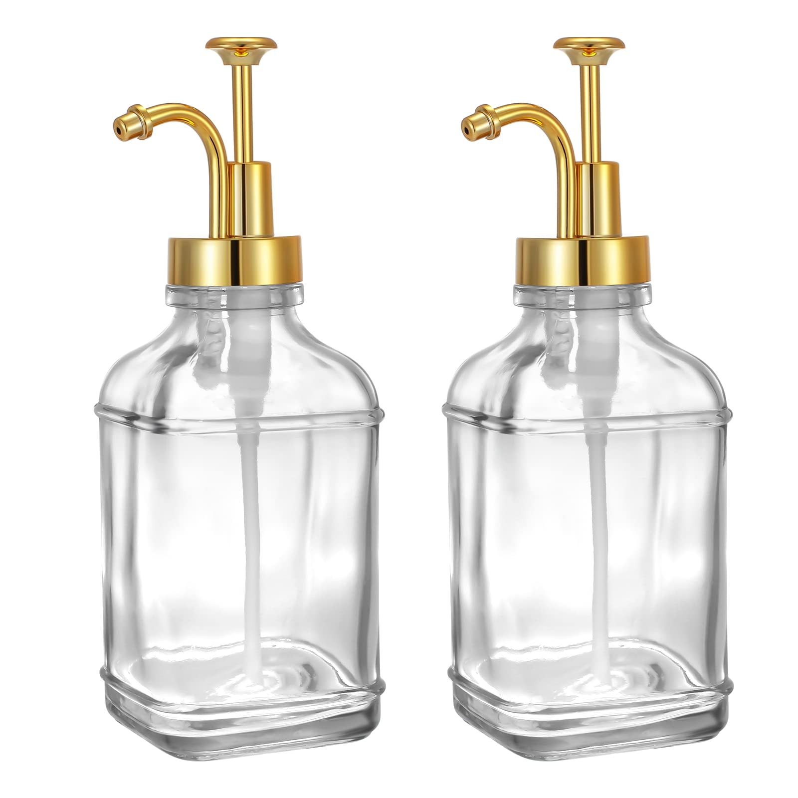 2 Pack Thick Clear Glass Jar Soap Dispenser with Gold Pump, Coffee Syrup Dispenser for Coffee Bar... | Amazon (US)