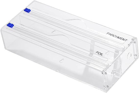 KDSKSC Plastic Wrap Dispenser with Cutter, Tin Foil Organizer for Drawer with 12 Labels, 2 in 1 A... | Amazon (US)