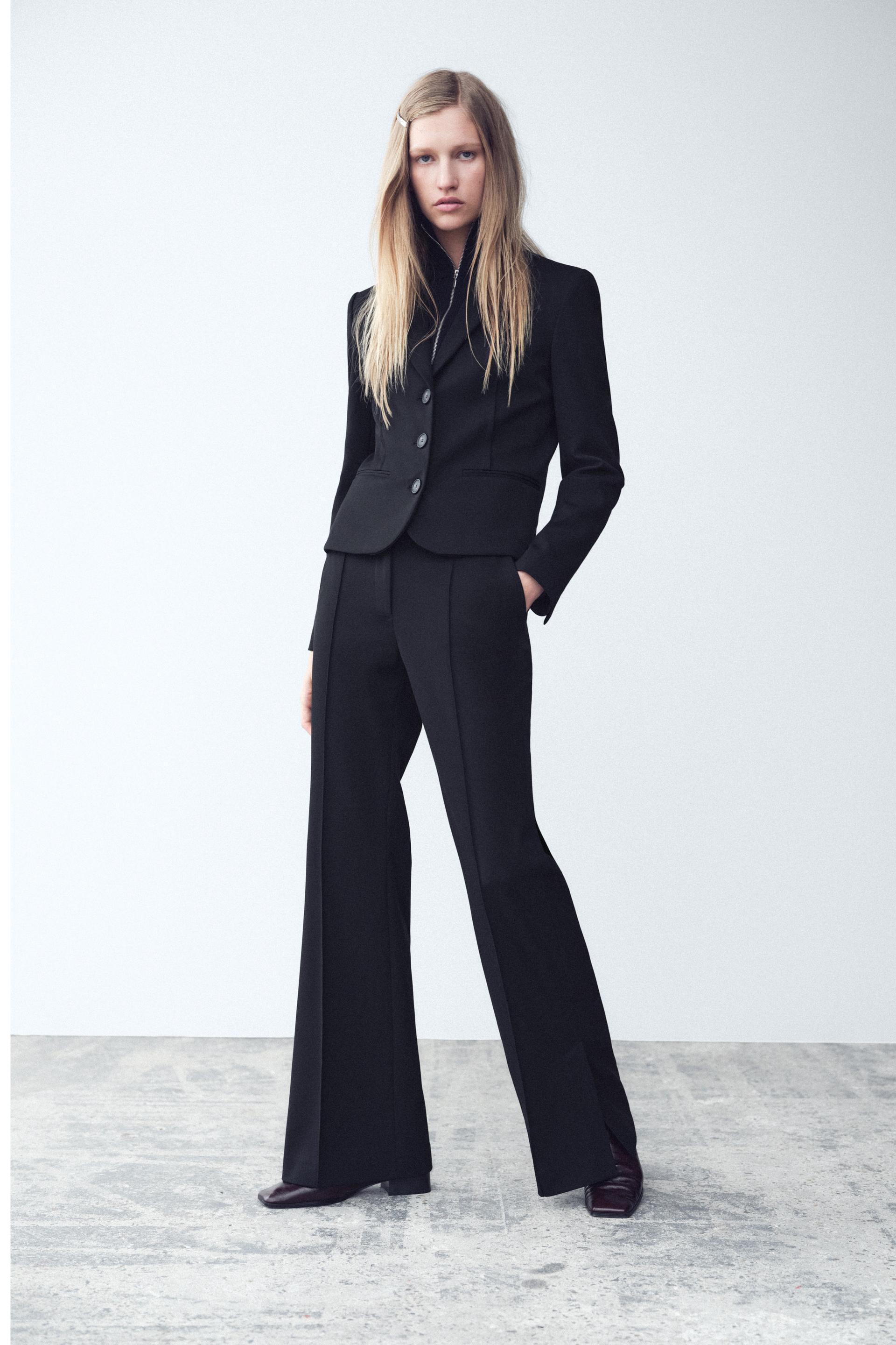 Zara - Flare Pants With Slits - Black - S - Woman | Zara US