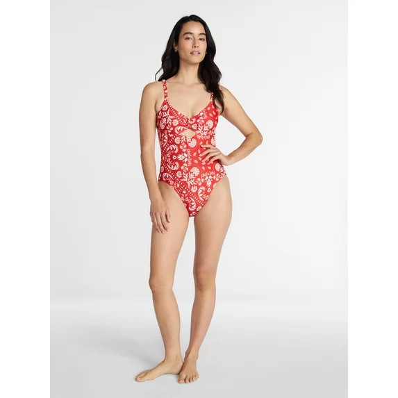 Hero image 3 of Time and Tru Women's and Women's Plus Knot Front and Keyhole One Piece Swimsuit, ... | Walmart (US)