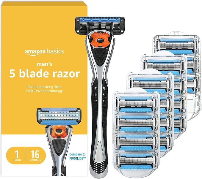 Amazon Basics 5-Blade MotionSphere Razor for Men with Dual Lubrication and Precision Trimmer, Han... | Amazon (US)