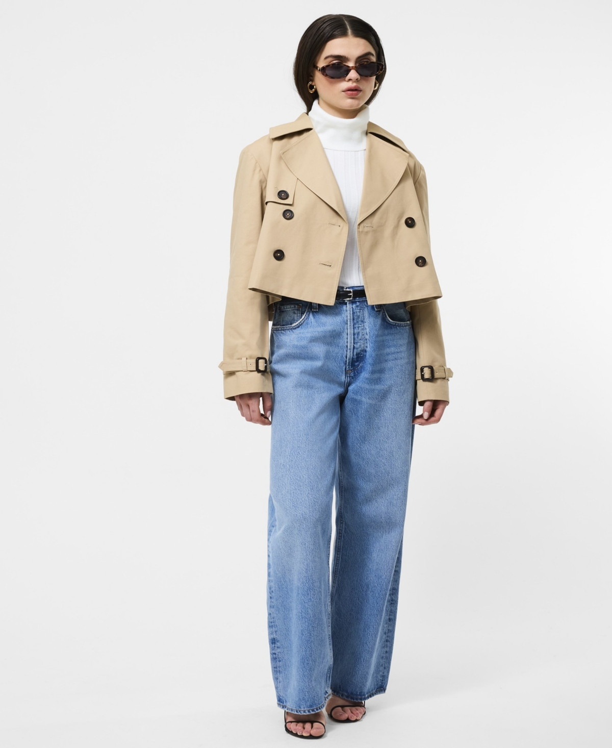 French Connection Women's Cropped Trench Coat - Khaki | Macy's