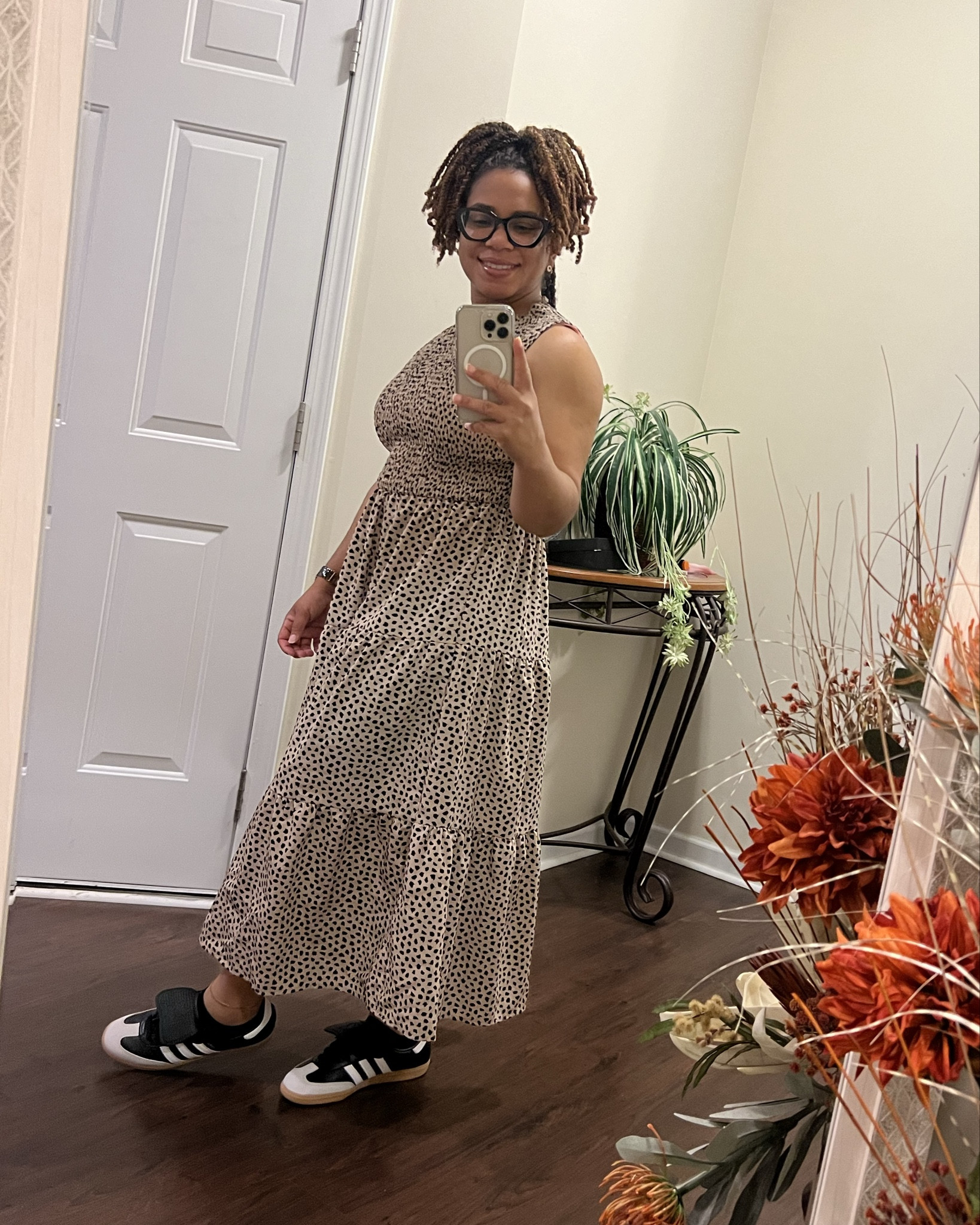 Love this cheetah print dress! Perfect for work especially teachers. It’s very lightweight and breathable. I’m wearing a large (sized up from medium).  I paired them with some Sambas because of course they go with everything! 🐆

#LTKFindsUnder50 #LTKStyleTip