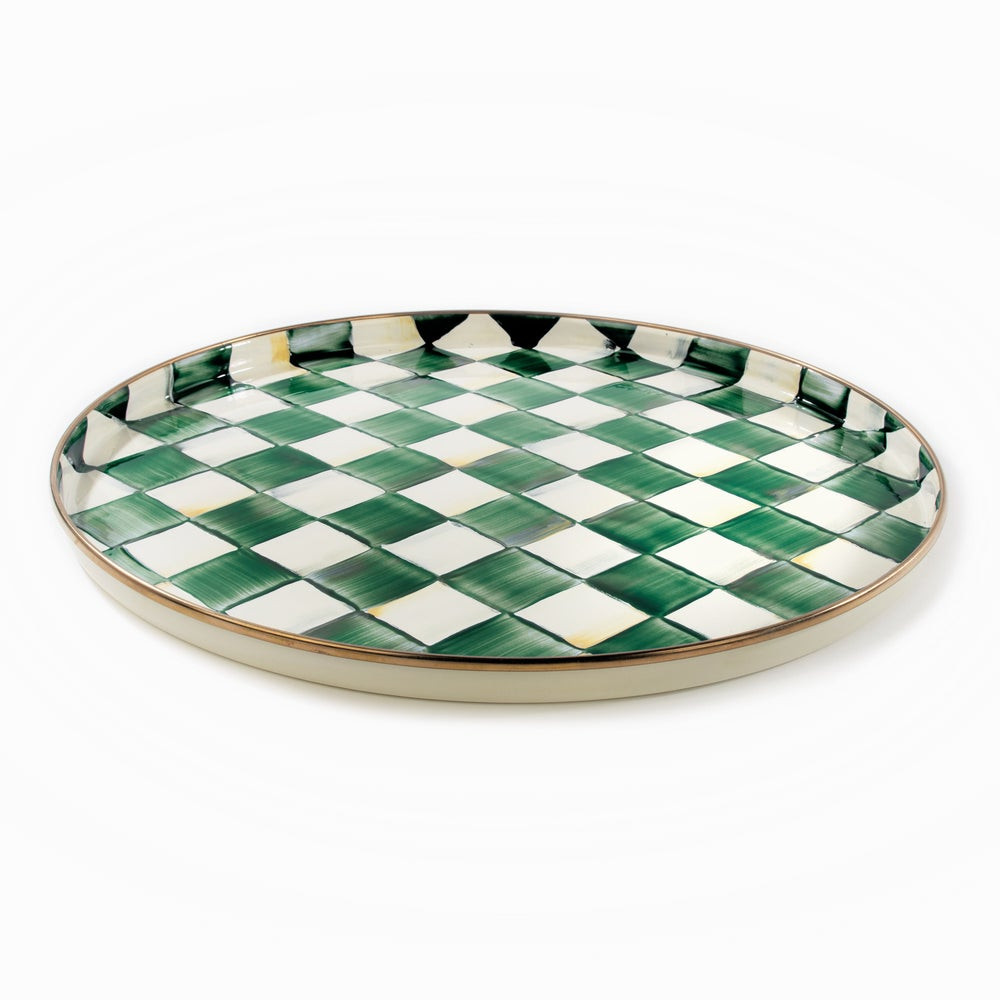 Emerald Check Round Tray | MacKenzie-Childs