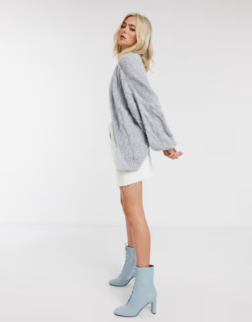 ASOS DESIGN cable edge to edge lofty cardigan | ASOS (Global)