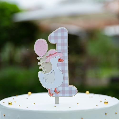 Silly Goose 1st Birthday Cake Tooper - Duck Cake Topper - Pink Silly Goose First Birthday Decorations,Goose Number 1 Cake Topper,Funny Duck Birthday Party Supplies | Amazon (US)