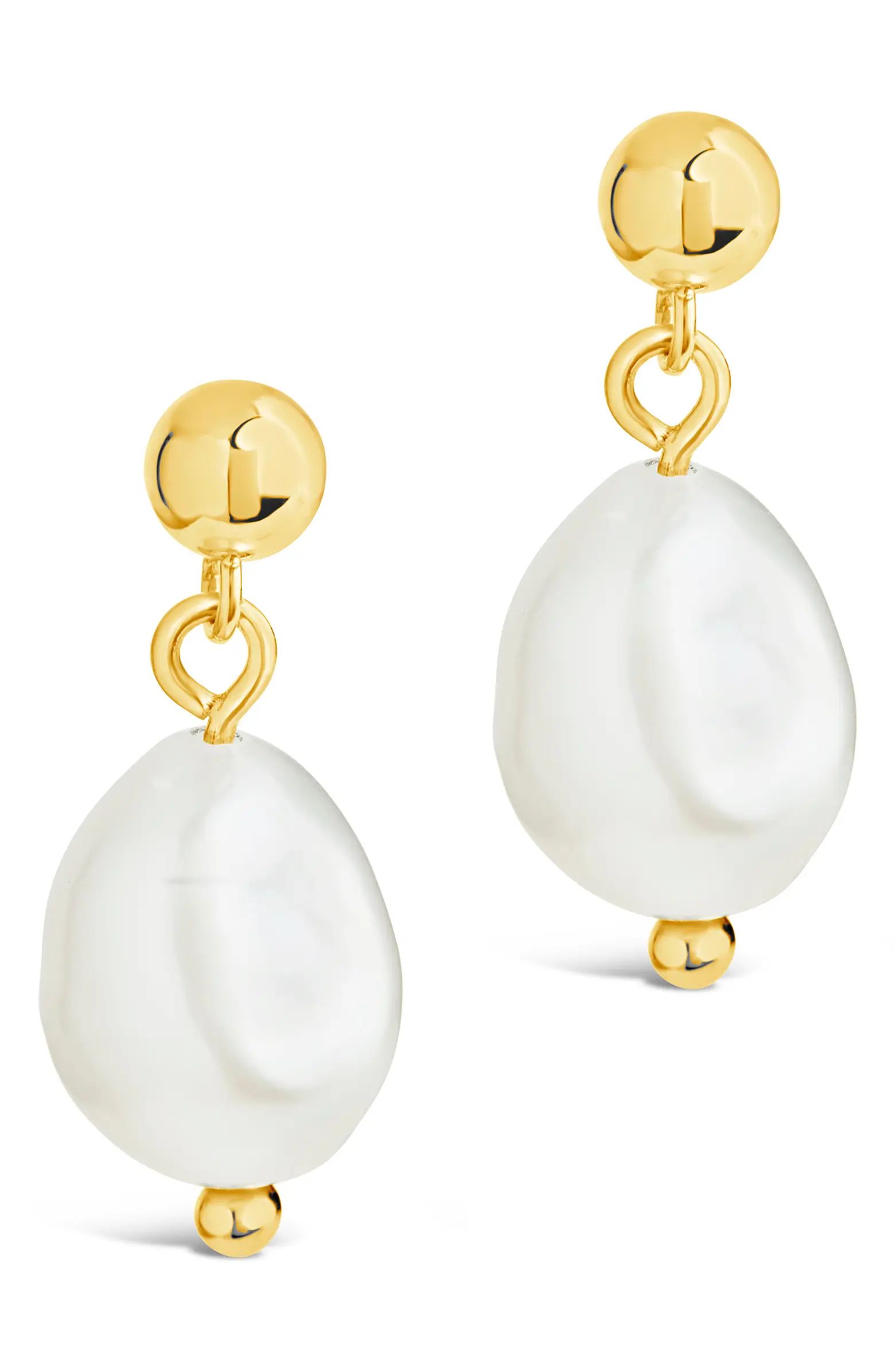 SF Fine 14K Gold Freshwater 10.9mm Pearl Drop Earrings | Nordstrom Rack