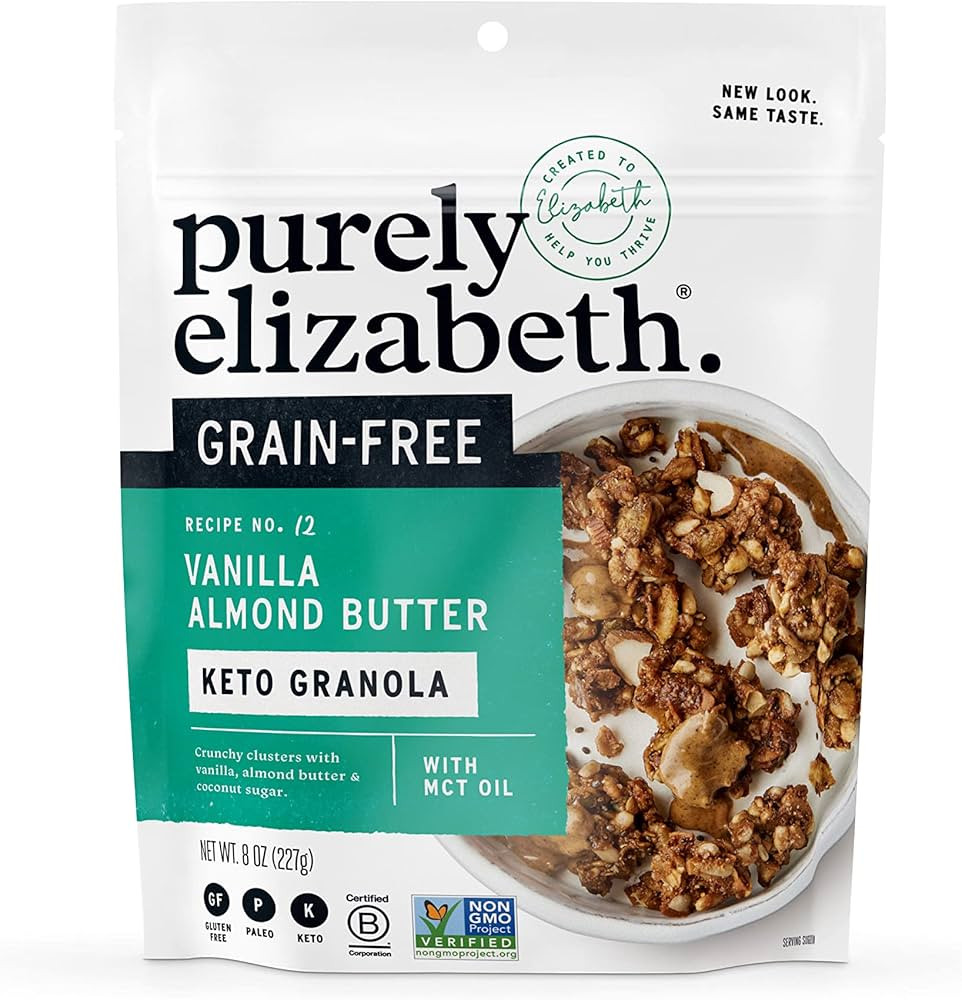 purely elizabeth Granola Vanilla Almond Butter MCT Grain Free, 8 Ounce | Amazon (US)