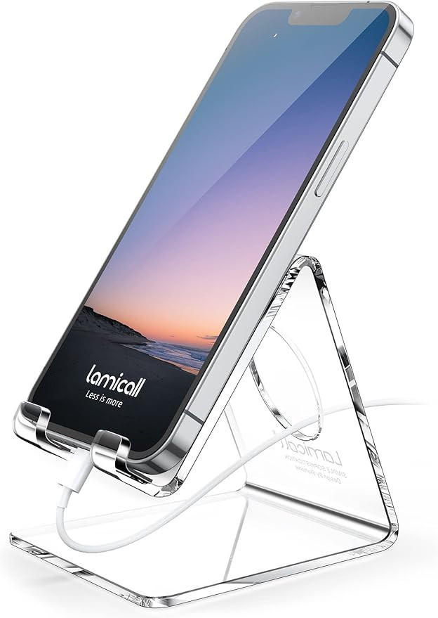 Lamicall Cell Phone Stand, Phone Dock - Clear Office Cell Phone Holder, Transparent Phone Stand f... | Amazon (US)
