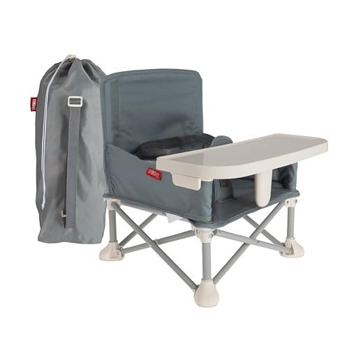 Nuby Easy Go Pop-Up Booster Seat with Removable Tray - 6+ Months - Portable Booster Seat for Floor for Indoor/Outdoor Use - 3-Point Safety Adjustable Straps - Includes Travel Bag - Gray | Amazon (US)