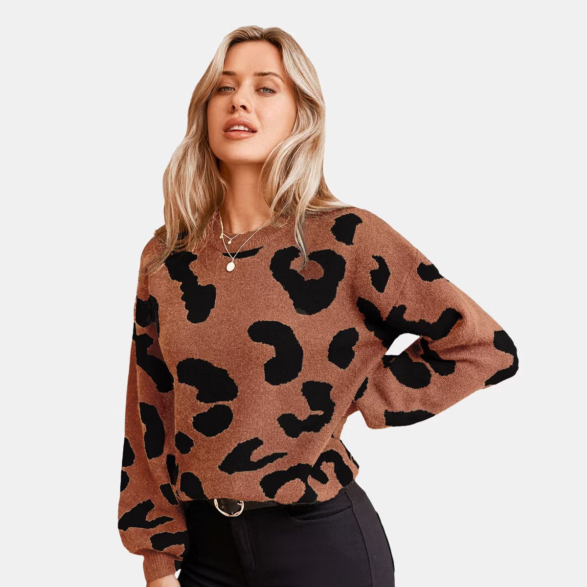 Women's Leopard Print Drop Sleeve Sweater - Cupshe | Target