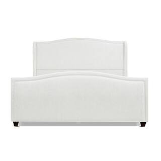 Jennifer Taylor Carmen Queen Upholstered Wingback Panel Bed Frame, Antique White Polyester 52137-... | The Home Depot