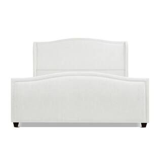 Jennifer Taylor Carmen Queen Upholstered Wingback Panel Bed Frame, Antique White Polyester 52137-... | The Home Depot