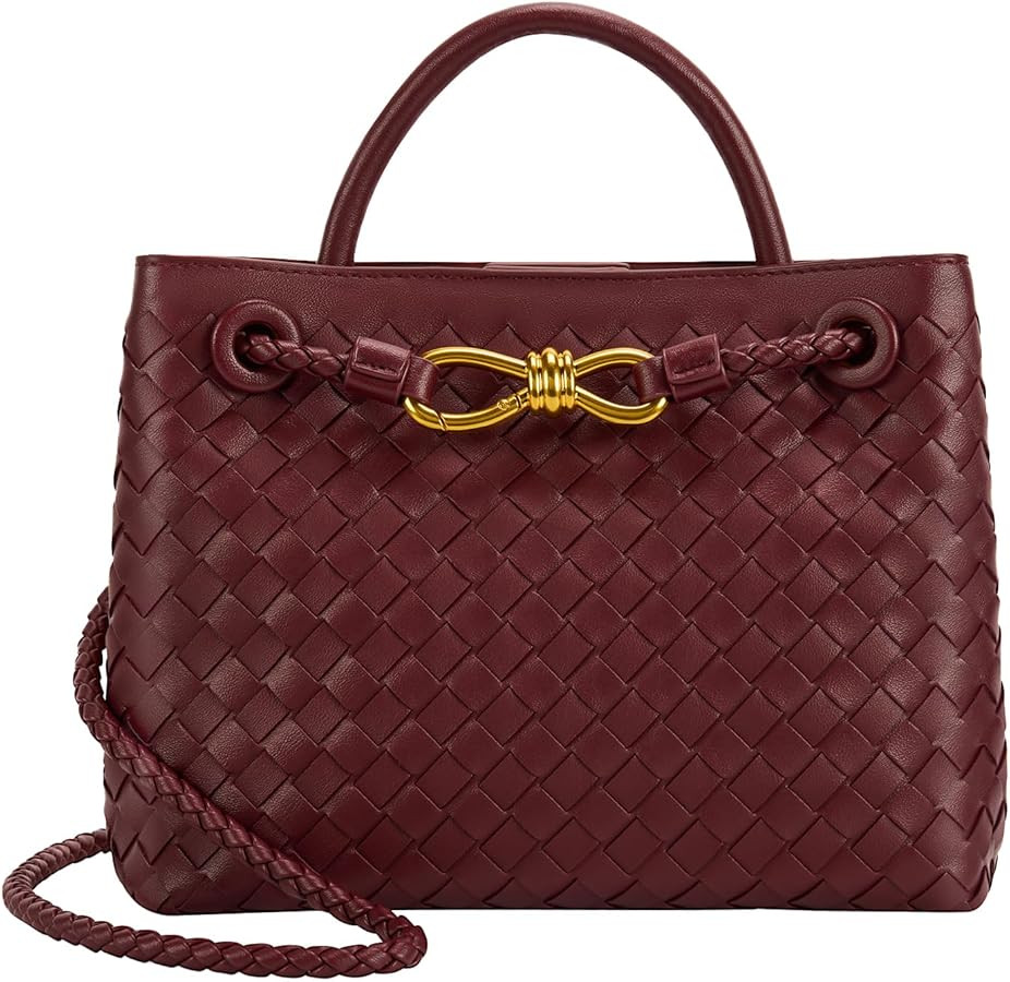 Woven Tote Bag for Women Leather Shoulder Handbag Designer Top Handle Purses | Amazon (US)