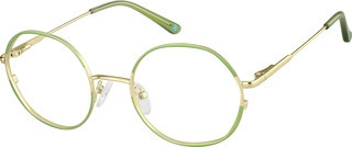 Zenni Women's Round Prescription Glasses Green Floral Stainless Steel Full Rim Frame | Zenni Optical (US & CA)