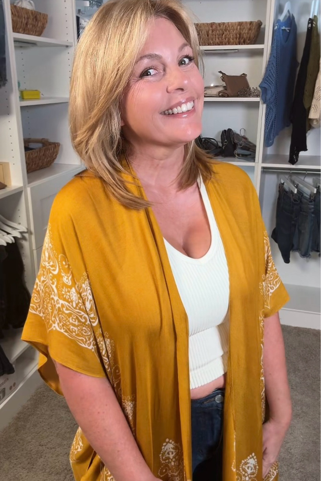 This beach kimono coverup is perfect for a summer vacation. The fabric is wonderfully soft and breathable, making it incredibly comfortable to wear even on the hottest days. The mustard yellow boho floral print added just the right touch of style, making it easy to throw over a swimsuit or pair with a simple dress for a night out.

The flowy, open-front design is super flattering and suits a variety of body types, thanks to its one-size-fits-most cut. It’s just the piece you need to make your vacation wardrobe feel complete, and I found myself reaching for it again and again. It truly made my beach outings and poolside relaxations more stylish and enjoyable.

If you're thinking about adding this to your summer collection, it's a choice I happily stand by. 

#LTKOver40 #LTKFindsUnder50 #LTKMidsize