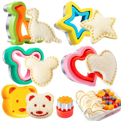Sandwich Cutters for Kids Lunch Large, Kimfead Sandwich Maker, Cookie Cutters Set, Dinosaur Mickey Heart Star Bear | Amazon (CA)