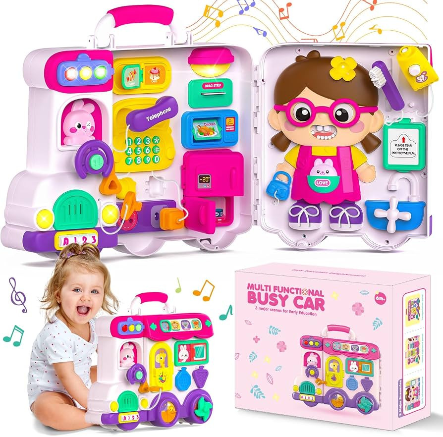 Baby Montessori Busy Board for 1-2 Year Old Boy Girl Gift,Musical Toddler Toys for 1+ Year Old,Ea... | Amazon (US)