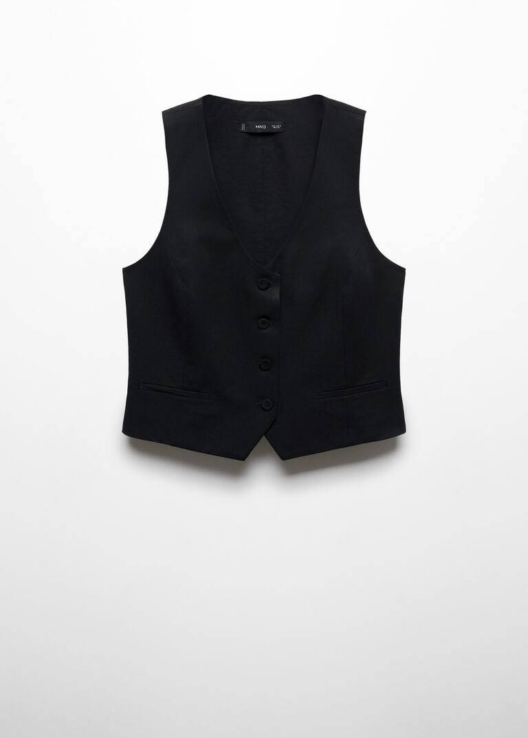 Linen vest with buttons   -  Women | Mango USA | MANGO (US)