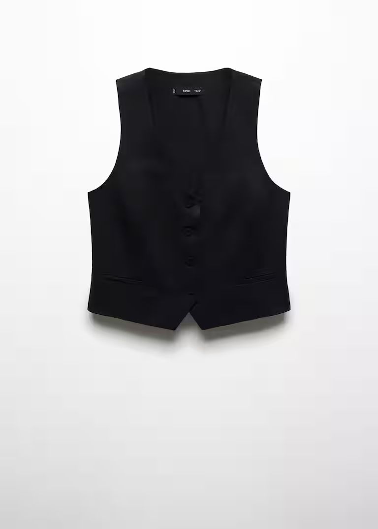 Linen vest with buttons   -  Women | Mango USA | MANGO (US)