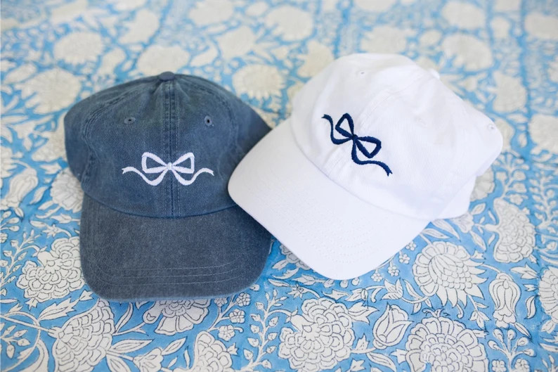 Embroidered Bow Baseball Hat - Etsy | Etsy (US)