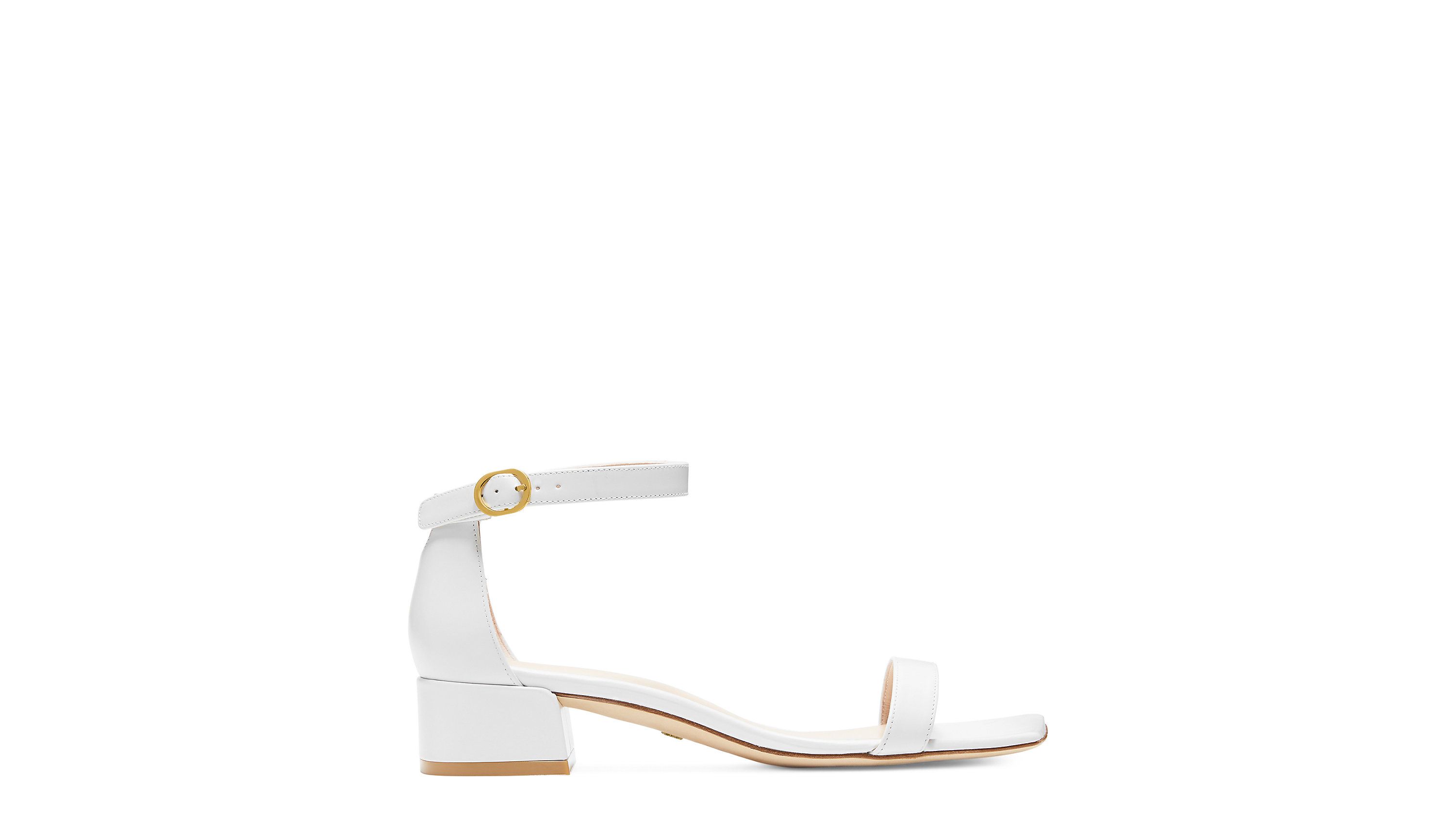 Stuart Weitzman Nudistjune Square Sandals, White Leather, Size: 7 Narrow | Stuart Weitzman (US)