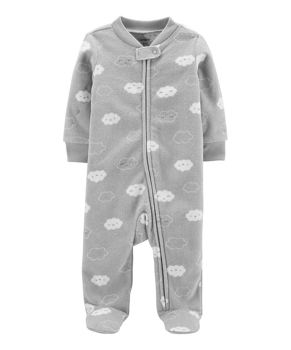 Carter's Footies GRAY - Gray Cloud Microfleece Footie - Newborn & Infant | Zulily