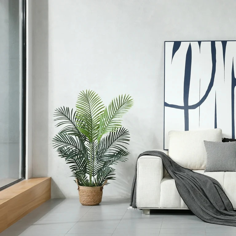 Fake Majesty Palm Plant 4 Feet Artificial Majestic Palm Faux Ravenea Rivularis in Pot for Indoor ... | Walmart (US)