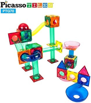 PicassoTiles 70 Piece Marble Run Race Track Magnetic Tiles Magnet Building Block Educational Cons... | Amazon (US)