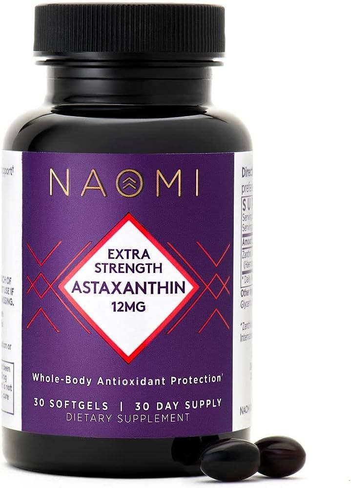 NAOMI Extra Strength Patented Astaxanthin 12mg Supplement from Alaskan Algae - Natural Support fo... | Amazon (US)