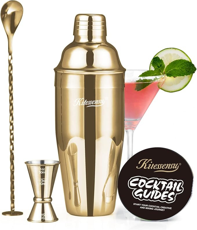 KITESSENSU Cocktail Shaker Set, Stainless Steel Bartending Kit with 25 Ounce Cocktail Shaker with... | Amazon (US)