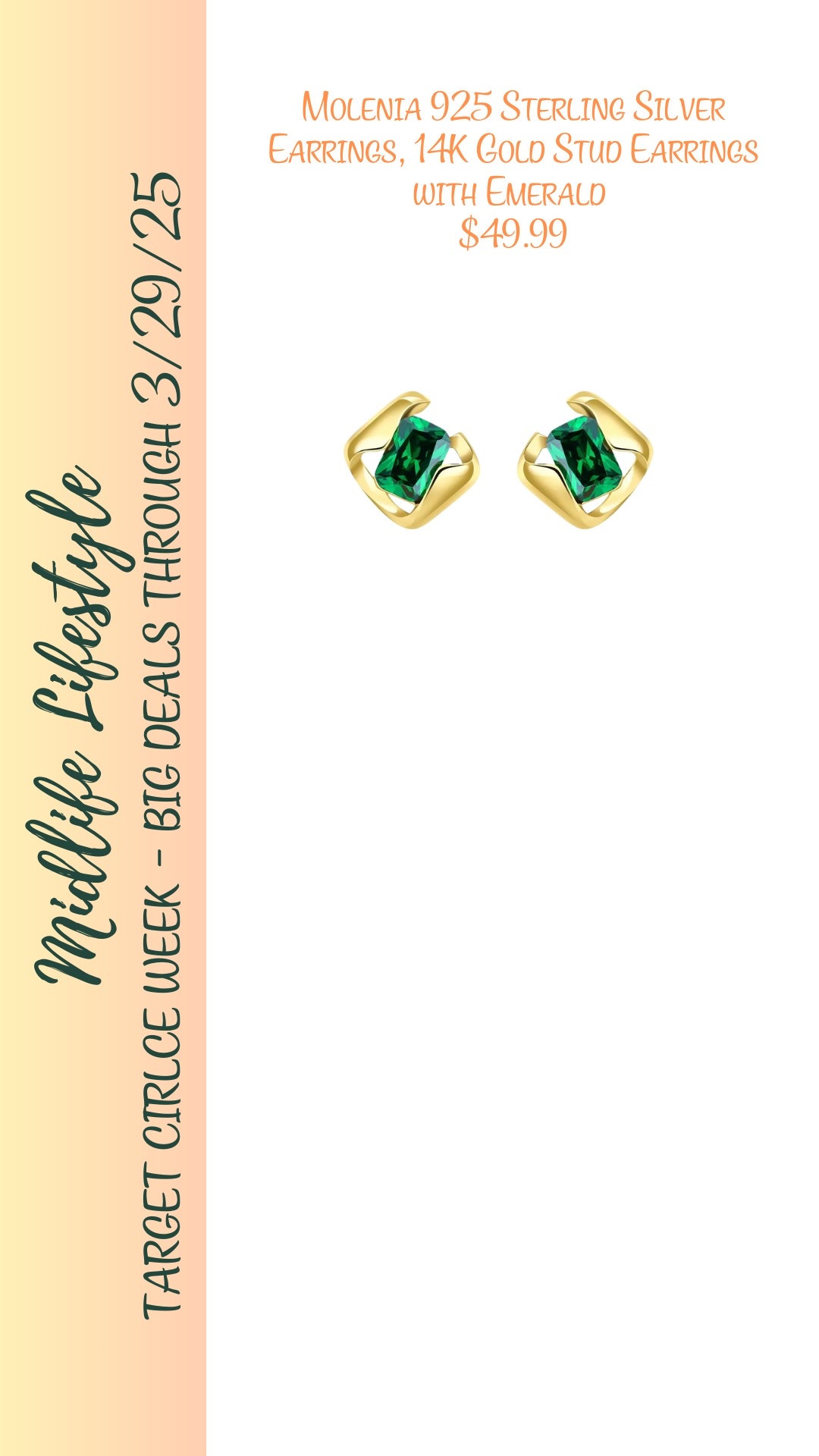 Add a touch of elegance with Molenia 925 Sterling Silver Earrings – featuring 14K Gold Studs with Emerald accents. 

Just $49.99, perfect for gifting or treating yourself. Shop now during Target Circle Week, now through 3/29/25. 

#TargetStyle #LTKSale #ElegantJewelry

#LTKSaleAlert